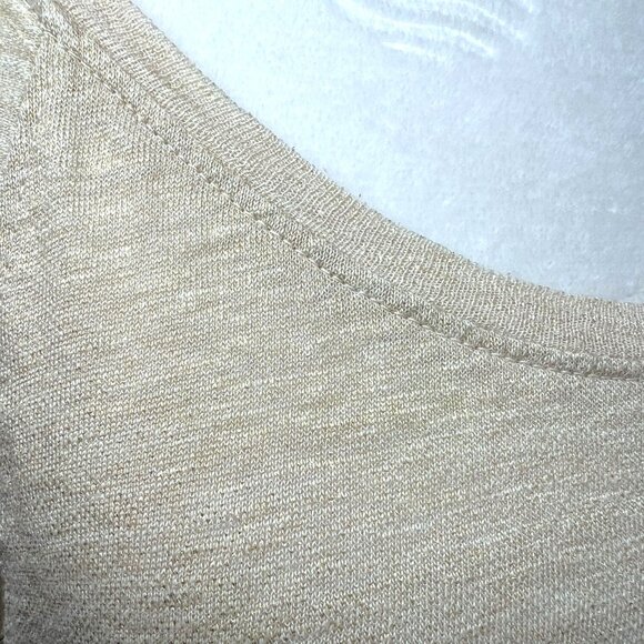 Athleta Shiva Shimmer Linen Long Sleeve Top Oatmeal Heather Small - Picture 9 of 10